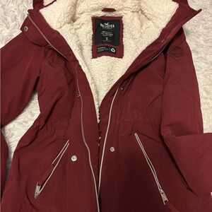 Hollister Women's Maroon Sherpa-Lined Trench Coat